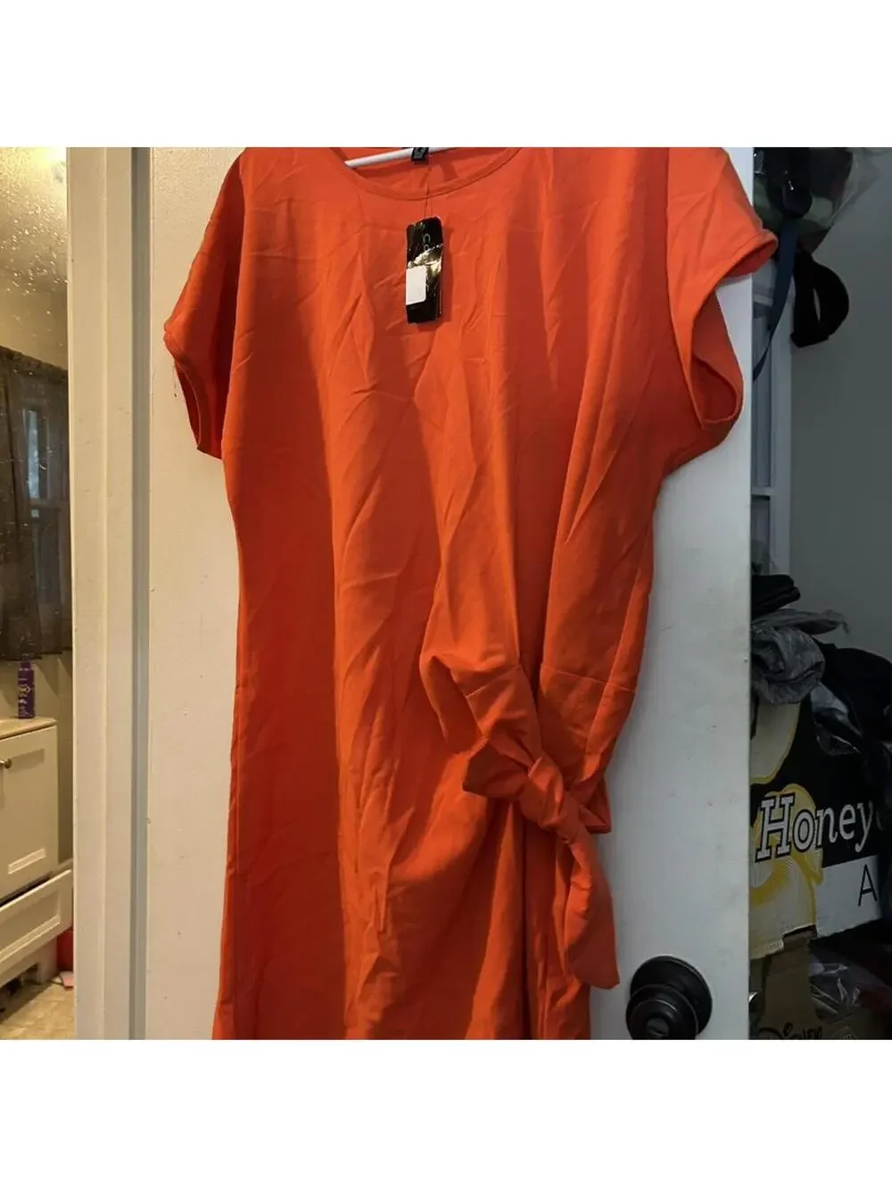 Conrad C. Orange maxi dress with tie waist